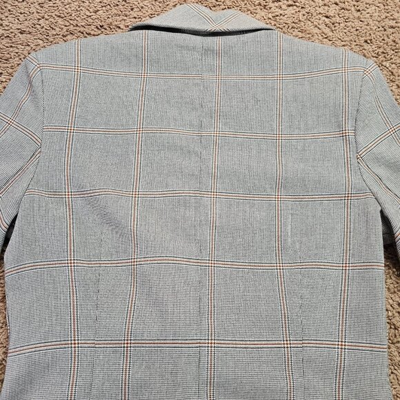 Abercrombie & Fitch Blazer Womens M Gray Plaid Longline Tailored Jacket Career - Picture 8 of 8